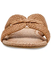 Dv Dolce Vita Women's Geeya Raffia Criss Cross Strap Flat Slide Sandals