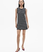Mango Women's Metallic Buttons Striped Dress
