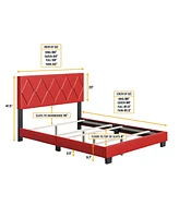 Boyd Sleep Cheryl Upholstered Platform Bed with Headboard, Mattress Foundation Strong 14 Wood Slat Supports, No Box Spring Required