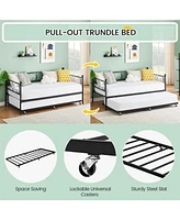 gaomon Twin Daybed with Trundle Metal Guest Sofa Bed Frame , Heavy Duty Slats