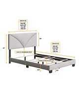 Boyd Sleep Rachel Upholstered Platform Bed with Headboard, Mattress Foundation with Strong 4 Wood Slat Supports, Box Spring Required
