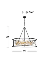 Possini Euro Design Carrine 35" Modern Pendant Chandelier Ceiling Light Fixture Dining Room Over Table Kitchen Island Foyer Ring Hanging 12-Light Led