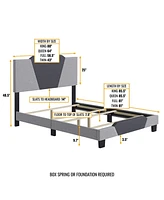 Boyd Sleep Tuscan Upholstered Platform Bed with Headboard, Mattress Foundation with Strong 4 Wood Slat Supports