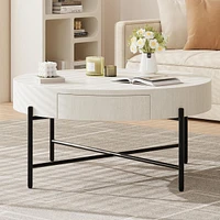 Coffee Table with Drawers Round Center Table