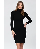 Pietro Brunelli Maternity Long Sleeve Body-Con Celeste Dress with Turtleneck