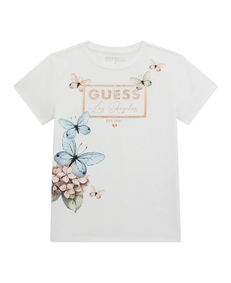 Guess Big Girls Short Sleeve Butterfly Screen Print T-Shirt