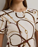 Lauren Ralph Lauren Women's Belting-Print Cotton-Blend Crewneck Tee