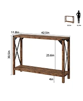 gaomon Entryway Table, 43 Inch Farmhouse Console Table, 2-Tier Wood Sofa Table Furniture for Foyer, Living Room, Hallway