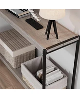 gaomon 2-Tier Entrance Tables, Farmhouse Entryway Table, 39.5"Console Table With Storage, Slatted Style 2-Tier Sofa Table With Shelf, Rustic Console T