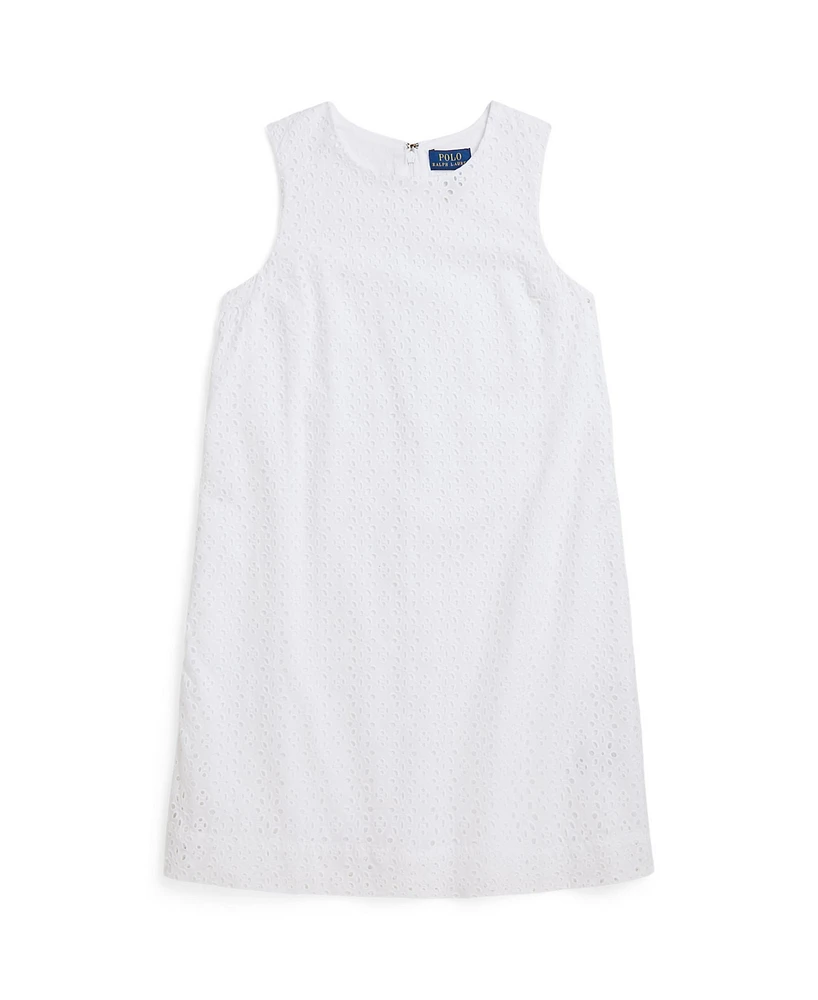 Polo Ralph Lauren Big Girls Eyelet-Embroidered Cotton Dress