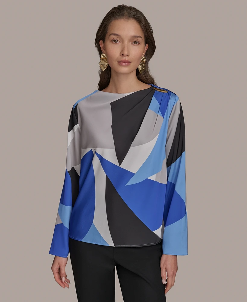 Donna Karan New York Women's Printed Long-Sleeve Blouse