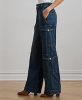 Lauren Ralph Women's High-Rise Wide-Leg Cargo Jeans