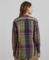 Lauren Ralph Women's Relaxed-Fit Plaid Linen Shirt