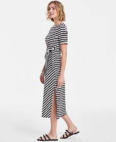 On 34th Women's Striped Tie-Waist Midi Dress, Exclusively at Macy's