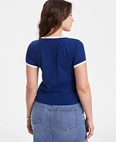 On 34th Women's Tipped Crewneck Short-Sleeve T-Shirt, Exclusively at Macy's