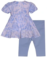 Bonnie Baby Girls 2-Piece Clip Dot Toile Outfit