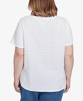 Alfred Dunner Plus Classic Solid Textured Short Sleeve Top