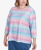 Alfred Dunner Plus Classic Geometric Crew Neck Top