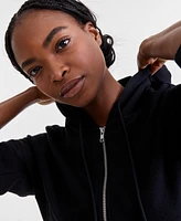 Id Ideology Women's Cropped Full-Zip Knit Hoodie, Exclusively at Macy's