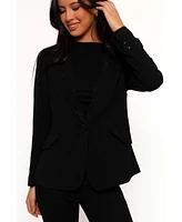 Luda Rhinestone Collar Single Button Blazer