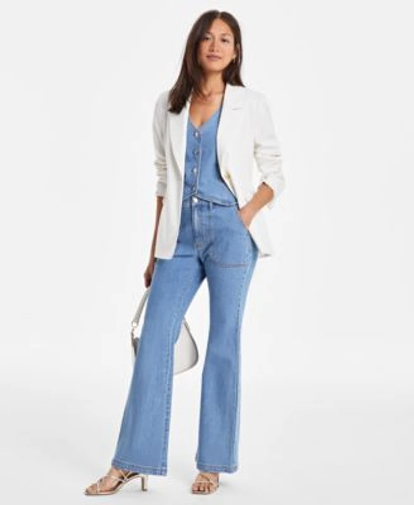 On 34th Womens Pinstripe Boyfriend Blazer Vest Relaxed Flare Jeans Exclusively At Macys