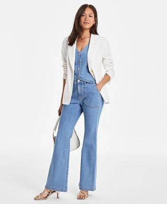 On 34th Womens Pinstripe Boyfriend Blazer Vest Relaxed Flare Jeans Exclusively At Macys