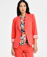 Tahari Asl Women's Peak-Lapel Roll-Tab Button-Front Jacket