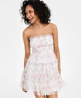 Seni & Cade Women's Floral Print Strapless Fit Flare Dress