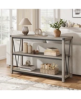 gaomon Farmhouse Entryway Table,47 Inch Narrow Long Console Table with Storage, 3 Tier Wood Console Table for Living Room
