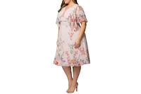 Kiyonna Plus Breezy Border Print Cocktail Dress
