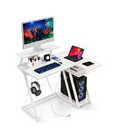 Gouun L Shaped Gaming Desk with Outlets and Usb Ports