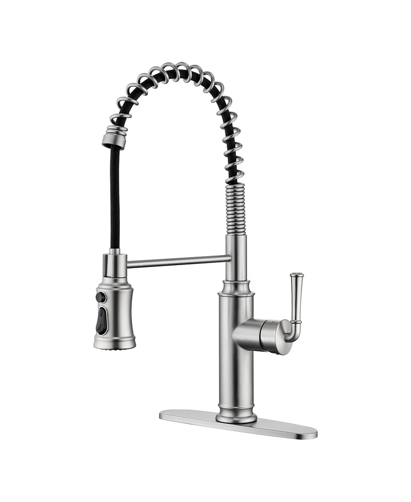 Kitchen Faucet with Pull Down Sprayer, 360°Rotation Spout and 3-Function Nozzle for Use Various Styles