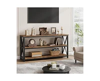 gaomon 55 Inch Entryway Table, Narrow Long Console Table With Storage, 3 Tier Wood Sofa Table