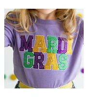 Sweet Wink Little and Big Girls Mardi Gras Patch Short Sleeve T-Shirt