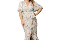 Kiyonna Plus Alexandra Ruffle Faux Wrap Gown