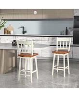 Gymax 2PCS Bar Stool 24.5'' Swivel Counter Height Chair w/ Footrest