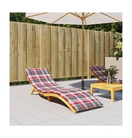 vidaXL Sun Lounger Cushion Red Check Pattern 78.7"x19.7"x1.2" Fabric