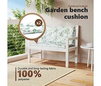 Garden Bench Cushions 2pcs Leaf Pattern 39.4"x19.7"x2.8" Fabric