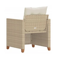 Patio Chair with Cushions Beige Poly Rattan