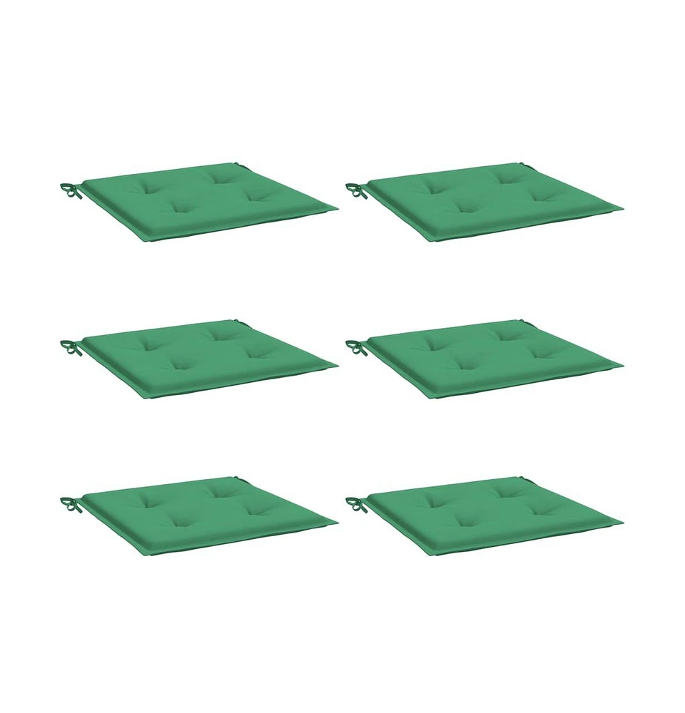 vidaXL Garden Chair Cushions 6 pcs Green 15.7"x15.7"x1.2" Oxford Fabric