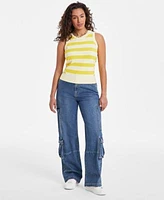 On 34th Womens Striped Sleeveless Sweater Cargo Ankle Length Jeans Exclusively At Macys