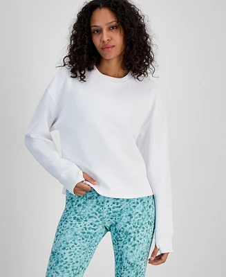 Id Ideology Women's Textured Split-Hem Sweatshirt, Exclusively at Macy's