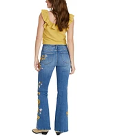 Driftwood Women's Farrah Mid-Rise Flare Jeans X Sunflower