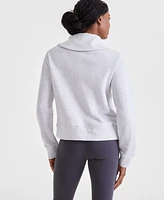 Id Ideology Women's Heathered Shawl-Collar Quarter-Zip Top, Exclusively at Macy's