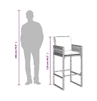 Patio Bar Stools with Cushions 2 pcs Gray Poly Rattan