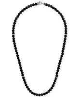 Esquire Men's Jewelry Black Onyx Bead 22" Necklace in Sterling Silver, Exclusively at Macy's