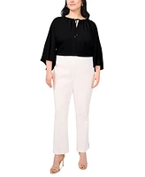 Vince Camuto Plus Split-Neck 3/4- Angel-Sleeve Blouse