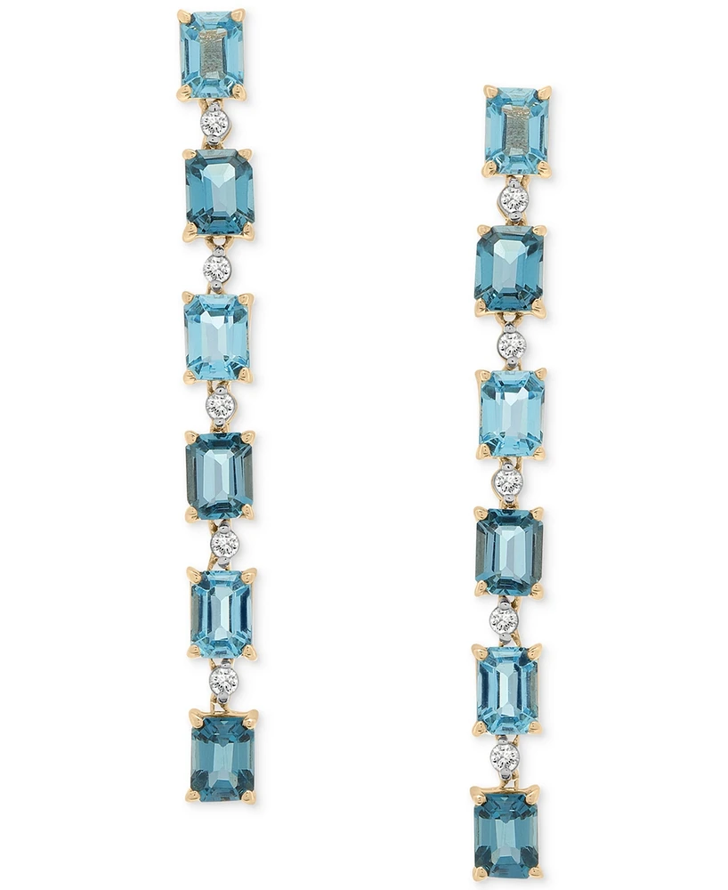 London Blue Topaz (1-1/10 ct. t.w.), Blue Topaz (7/8 ct. t.w.), & Diamond (1/8 ct. t.w.) Drop Earrings in 14k Gold