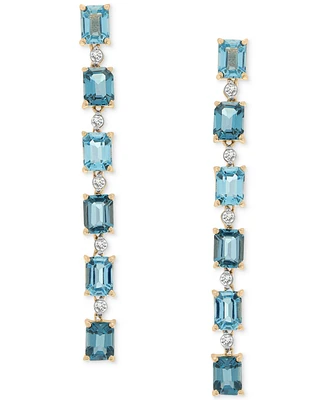 London Blue Topaz (1-1/10 ct. t.w.), Blue Topaz (7/8 ct. t.w.), & Diamond (1/8 ct. t.w.) Drop Earrings in 14k Gold