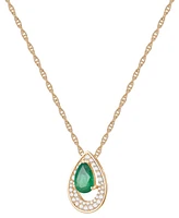 Macy's Sapphire (7/8 ct. t.w.) & Diamond (1/5 Pear Pendant 18" Necklace 14k White Gold (Available Ruby Emerald)